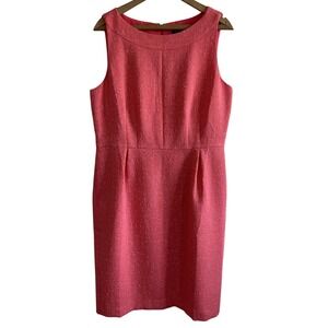 Ann Taylor Coral Pink Paisley Jacquard Sleeveless Sheath Dress Size 10 Zip Back